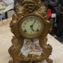 Vintage Ansonia clock with angels for parts AS IS 