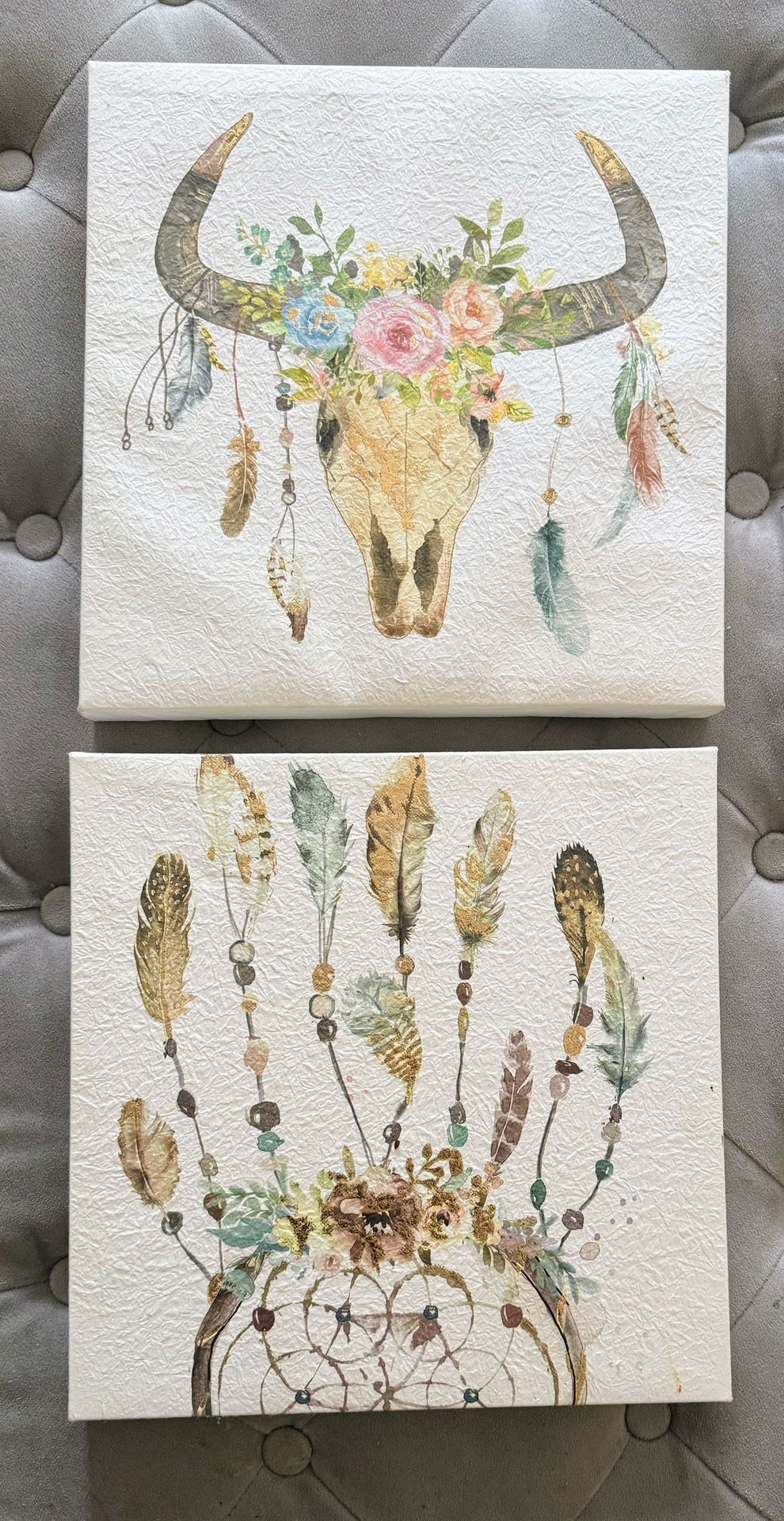 Boho Bull Skull & Dream Catcher Canvas