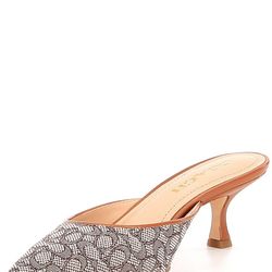 Coach Runway Logo Print Leather Pointed Toe Mules