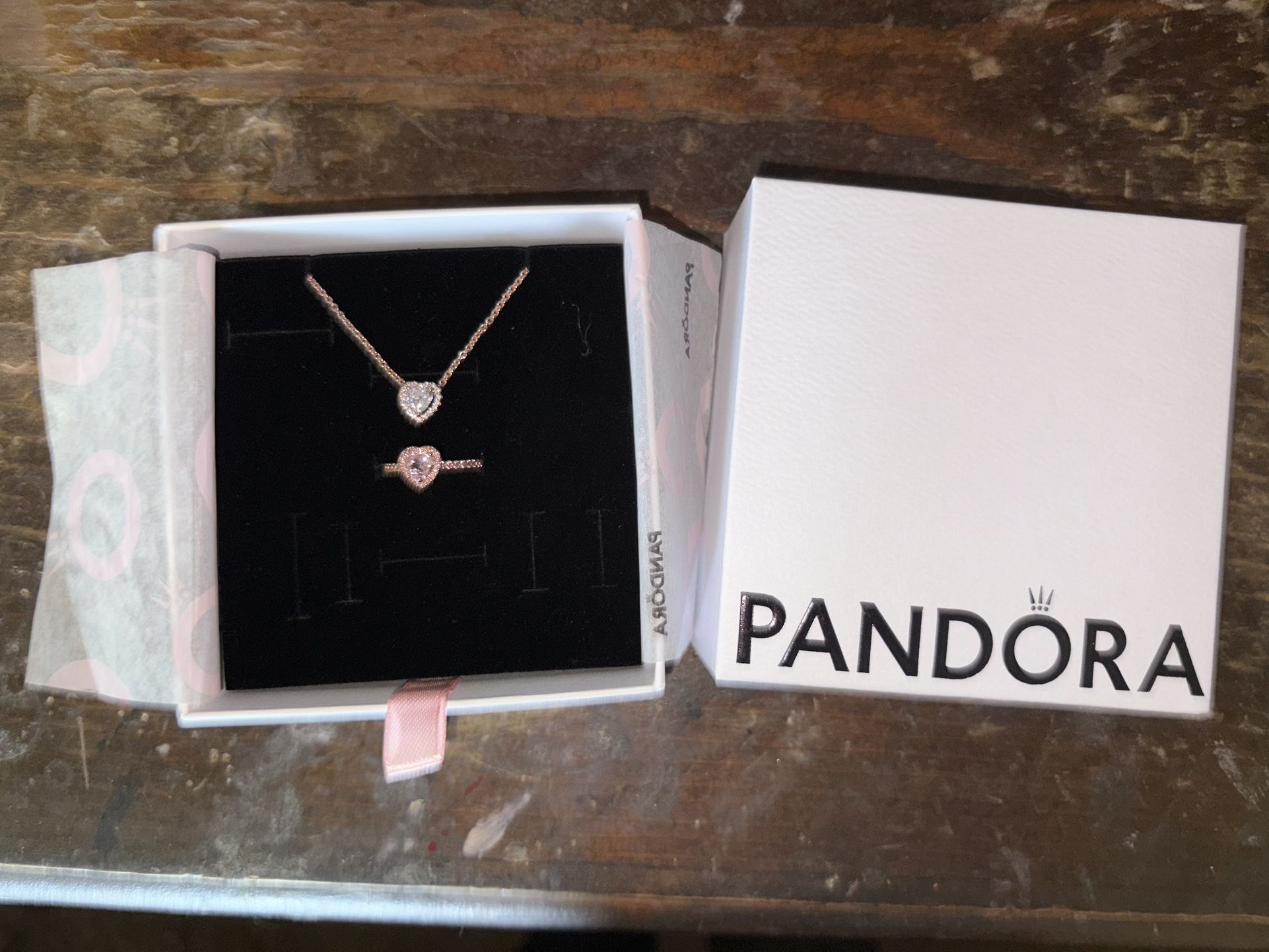 Pandora Rose Gold Heart Ring/Necklace