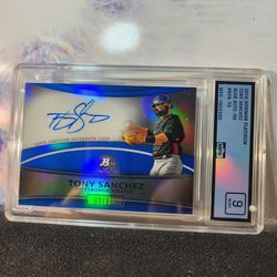 2010 BOWMAN PLATINUM TONY SANCHEZ BLUE REFRACTOR  AUTOGRAPH #60/99 - PIRATES MPE MINT 9