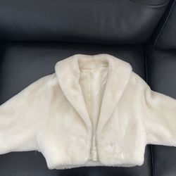 Vintage Borgana White Faux Fur Bolero Jacket