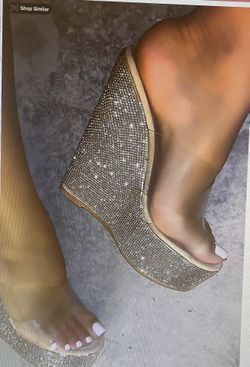 New Rhinestone Cute Shiny Wedges Size 6.5