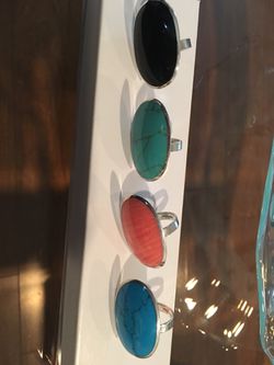 Mexico sterling silver turquoise, onyx rings brand new!