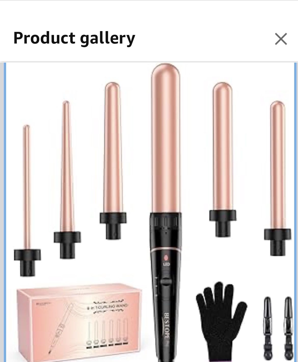 Long Barrel Curling Iron Wand Set, BESTOPE PRO 6 in 1 Curling Wand Set with Ceramic Barrel for Long/Medium Hair, 0.35"-1.25" Interchangeable Hair Wand