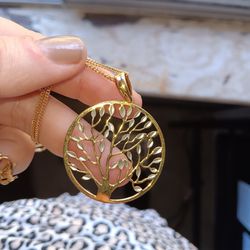 Gold Plated Tree Of Life Necklace 