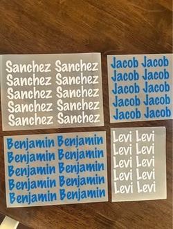 Vinyl decal name sheet with 8 names