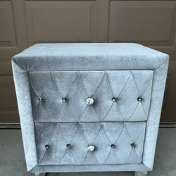 Gray Upholstered Plush Night Stand 26W X 19D X 28H