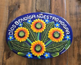 Sunflower Mexican Clay Sign/ Decoración de Girasoles Mexicano de Barro