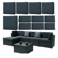 New 11 Pieces Patio Cushion Covers Replacement,Waterproof Outdoor Cushions Covers for 6-Seaters Sofa,Slipcovers Set with Zippers,Washable Cover Only(D