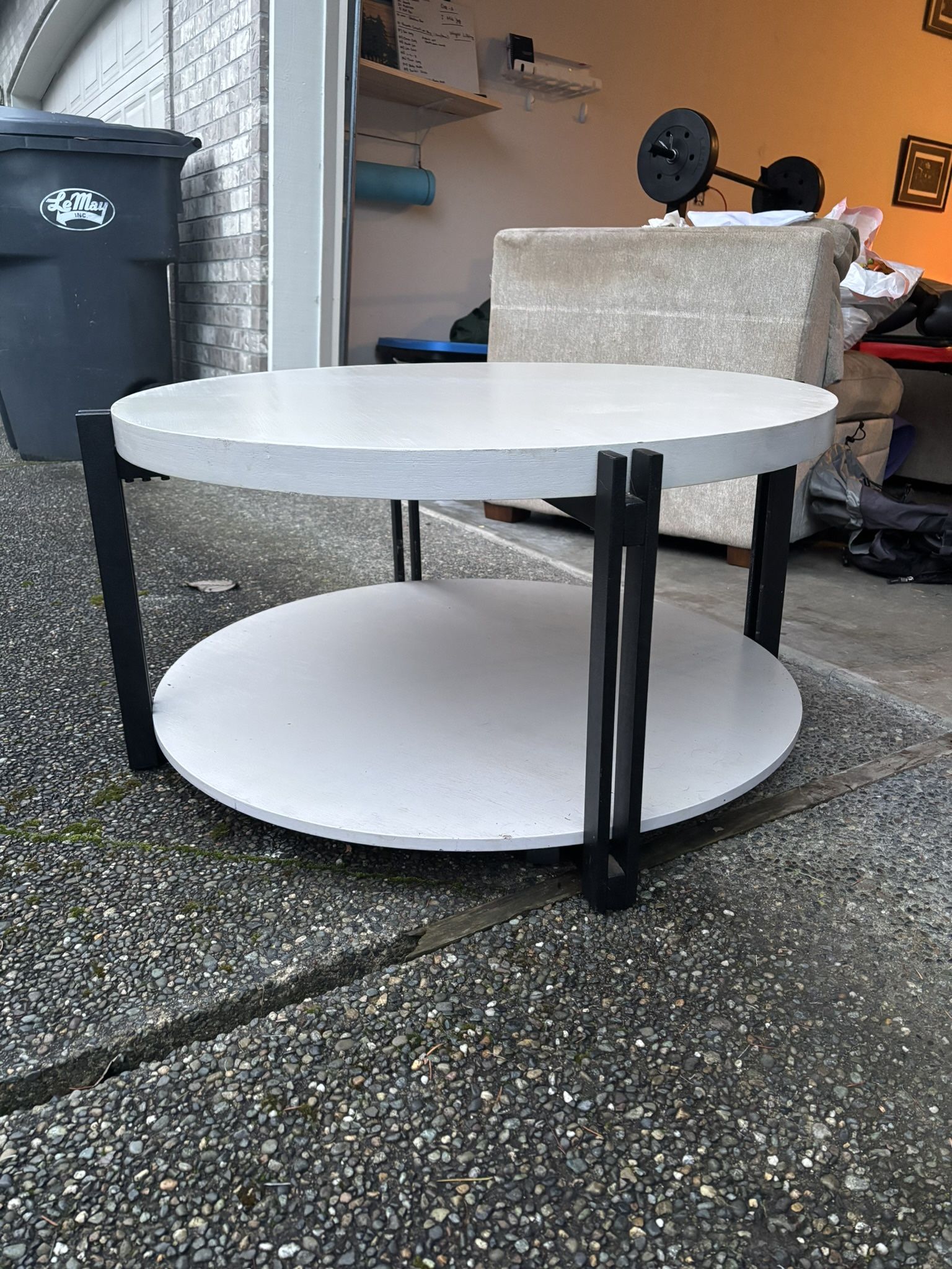 Round Gray and Black Coffee Table