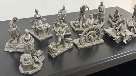 Pewter Figures “American Workers” 1977 Franklin Mint Collection. Complete Set Of 12. Mint Condition.