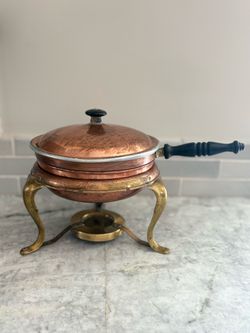 Vintage Copper and Brass Chafing Pot / Fondue Pot