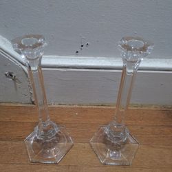 Pair Of Vintage Imperial Crystal Candle Holders 24% Lead Crystal Made In Slovakia. 