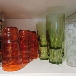 Vintage Orange Beehive Glasses 1960s Glassware 