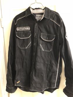 Affliction shirt with reflective piping