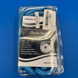 3/8”x 20’ Marine Blue - (2 Pack) REFLECTIVE Double Braided Nylon Dock Line New