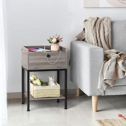 Small Bedside End Table with Storage Drawer