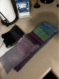 Sheets of different colored rhinestones