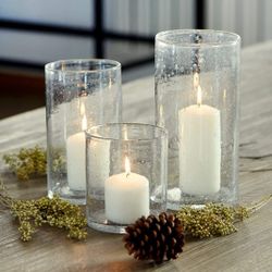 ARIAMOTION Hurricane Candle Holders, Pillar Glass Clear Bubble Vase, Christmas Centerpiece, Cylinder