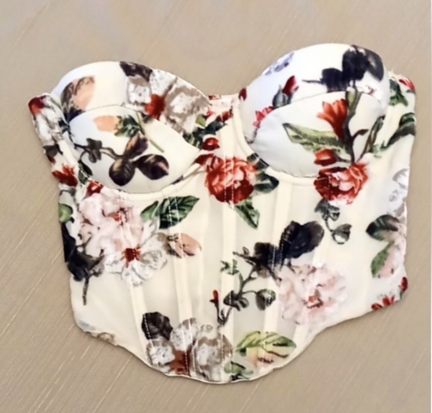 New Floral Corset Light Beige Colour Xs -S 