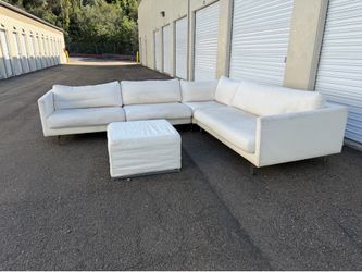 White 4 Piece L Shape Sectional Sofa With Ottoman