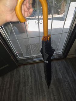 Black Umbrella with Wooden Handle