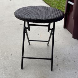 Small Plastic Wicker Table Or Sitting Stool.