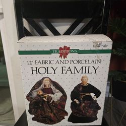 12" Fabric And Porcelain Holy Family doll Set