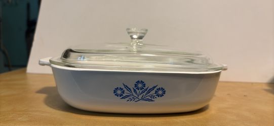 Vintage Stamped Corningware with Blue and White Cornflower Pattern