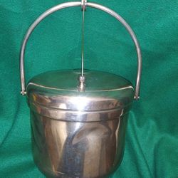 Vintage Sheffield Silver Company 9145 Ice Bucket Mechanical Lid Pyrex Glass Insert USA