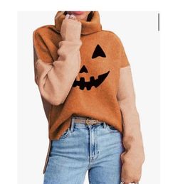 Halloween Pumpkin Turtleneck Sweater