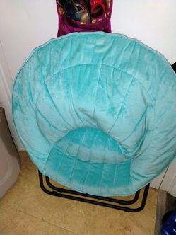 Teal Plush Saucer Moon Chair folding pickup only cash