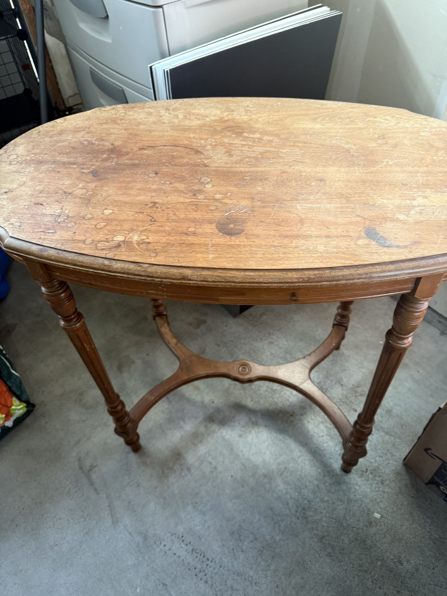 Vintage Oval Wood Table ~ 34” X 20” And 29” Tall