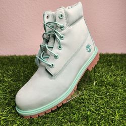Youth Timberland 50th Anniversary Premium 6-Inch Boots Light Teal Waterproof