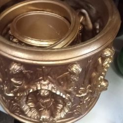 3pc Roman Gold Vase/Planter Set Very Detailed Heavy Duty High Quality Very Detailed 
