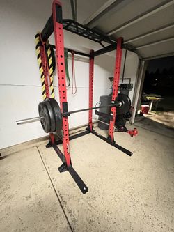 Power Rack/ Bench/ 55 Lbs Olympic Bar/ Dumbbells