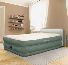 NEW SEALED – Intex 22” Queen Premium Comfort Air Mattress with Headboard & Built-In Pump. Never opened