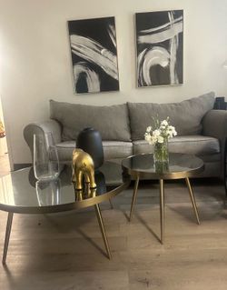3 set of golden coffee table
