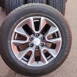 2024 OEM TIRES AND WHEELS CHEVY SILVERADO RST R 20 TIRES CONTINENTAL 99 % DOT 2623  $ 1499 