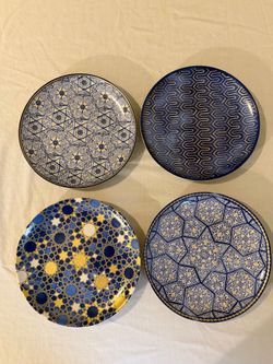 Williams Sonoma Blue Mosaic Stoneware Salad Plates – Set of 4 – 8.5” – Discontinued