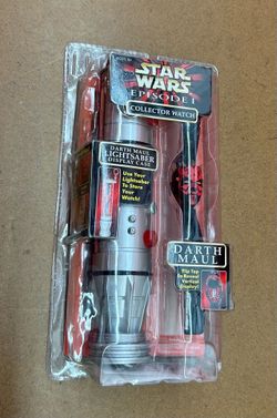1999 Hope STAR WARS Episode 1 “DARTH MAUL” Watch W/LIGHTSABER Display Case 👀 (please read description)