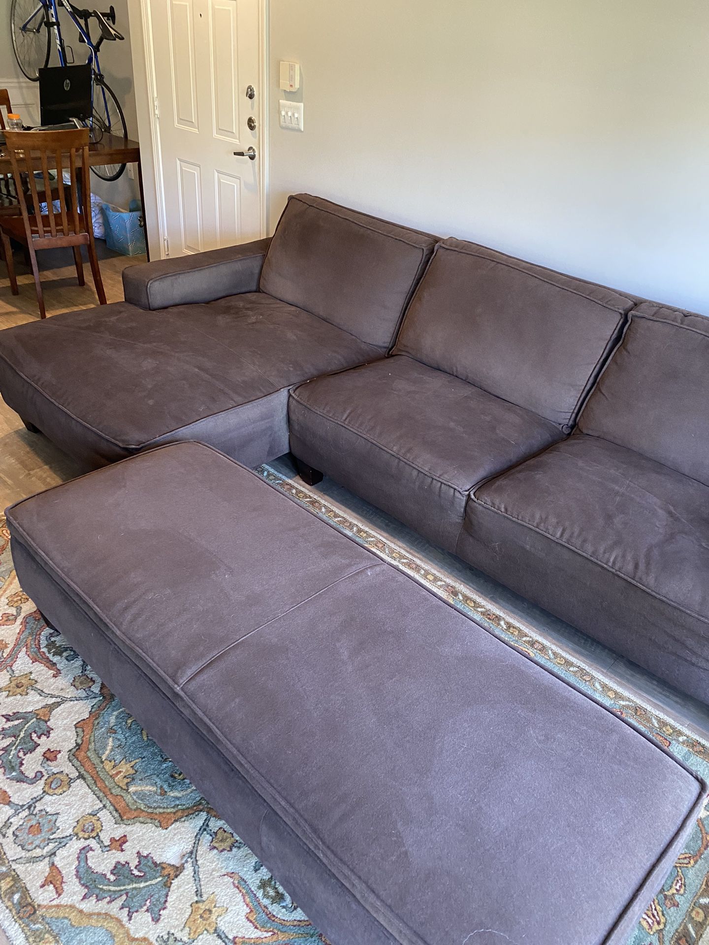 Brown Sectional Couch With Ottoman