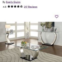 Natalia 3 - Piece Glass Top Living Room Table Set