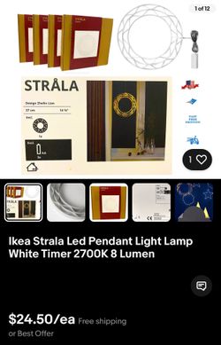Ikea Strala Led Pendant Light Lamp White Timer 2700K 8 Lumen