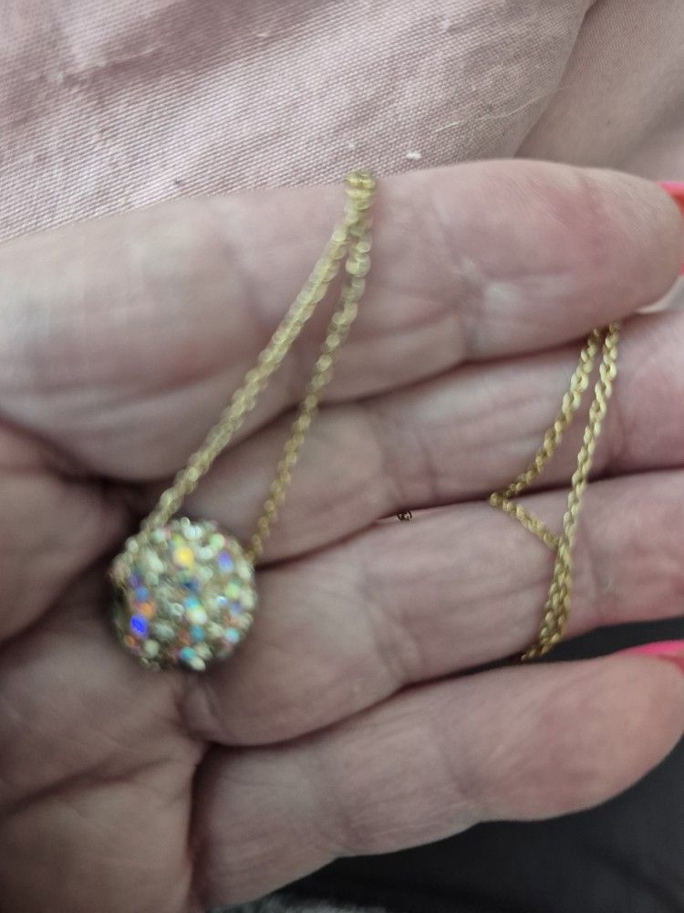 Gold Plated Crystal Ball Pendant Necklace