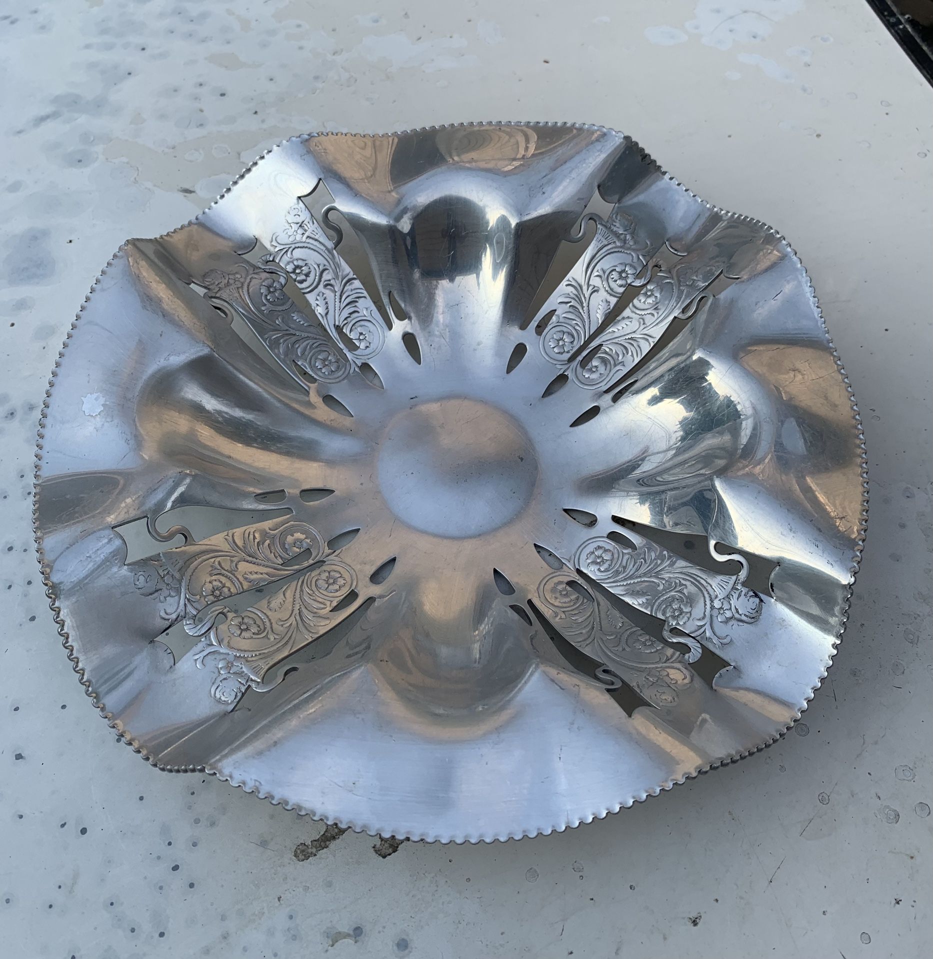 Vintage Pressed Aluminum decorative Dish, 