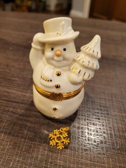Lenox Keepsake Jewelry Box Snowman With Tree