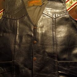 Men's XL XXL Motorcycle Leather Vest Indian On The Back