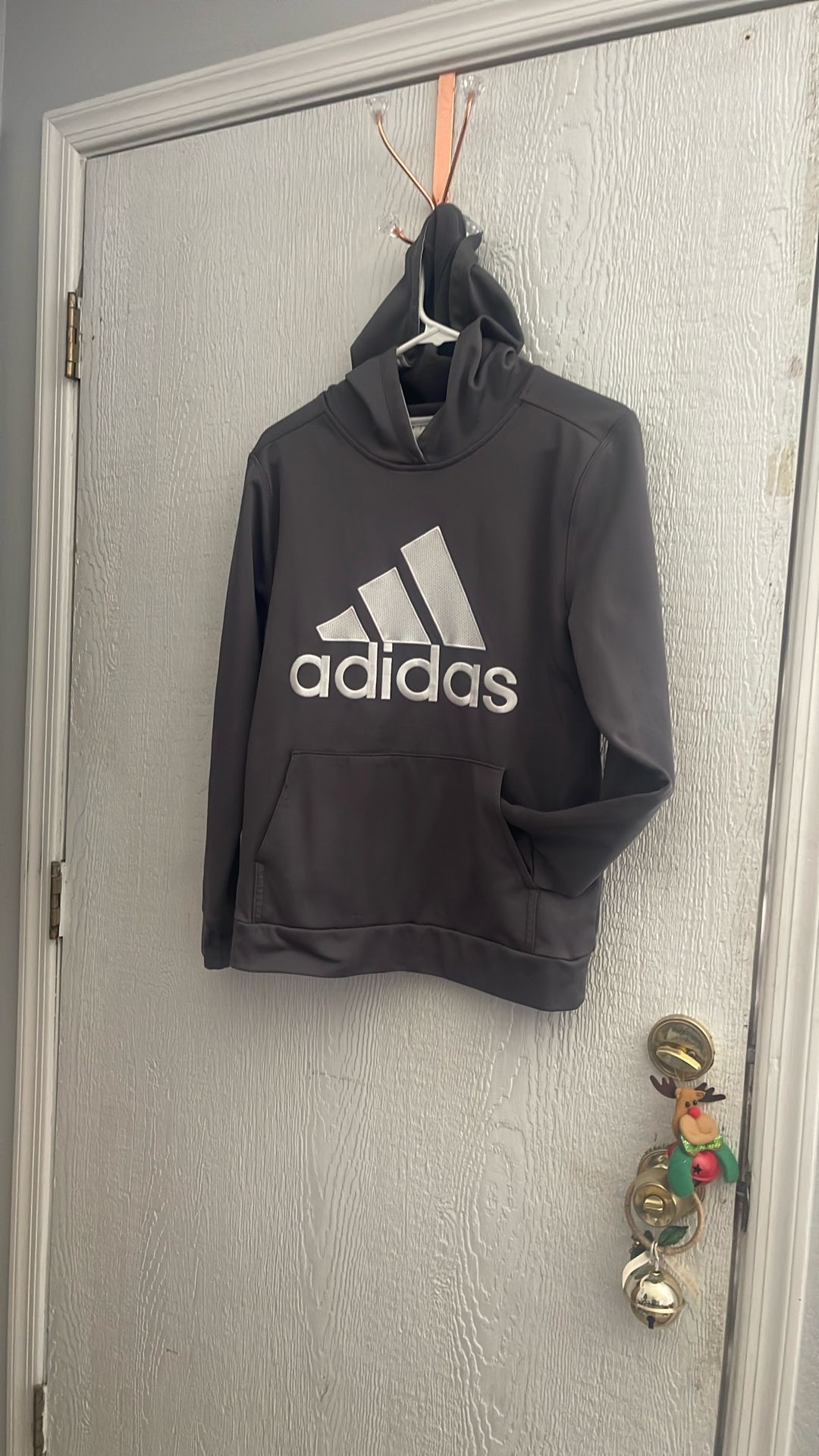 ADIDAS GRAY COLOR SWEATSHIRT WITH HOODIE SIZE 14/16 LARGE USED ONCE DIDN’T FIT